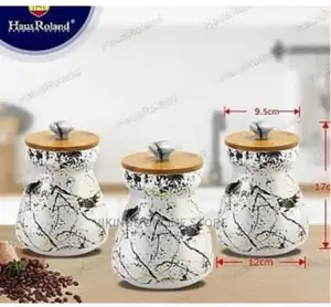 3 PC Ceramic Sugar Bowl Coffee Tea Storage Containers –