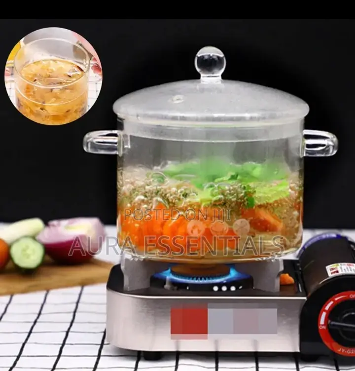 Glass Saucepan With Lid and Handle and Steam Hole