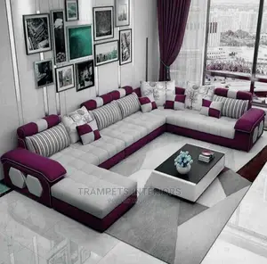 U Sofa Couch With Centre Table and Pillows