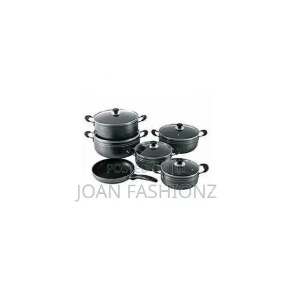 5 Cooking Pots+Free Frying Pan-Black