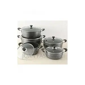 5 Cooking Pots+Free Frying Pan-Black