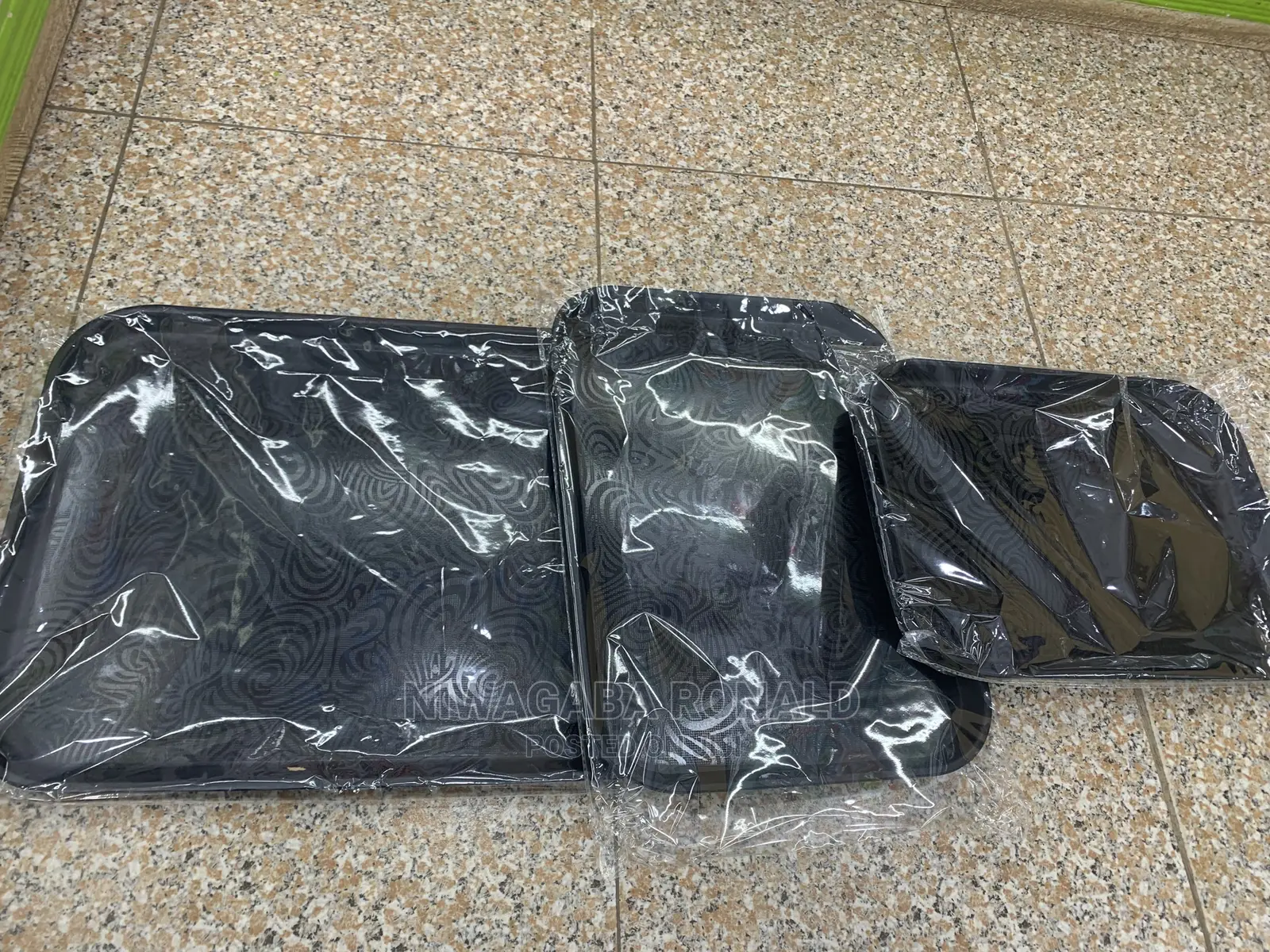 3 Set of Rubber Tray Black