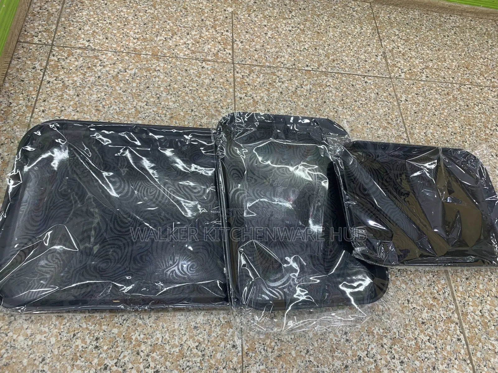 3 Set of Rubber Tray Black