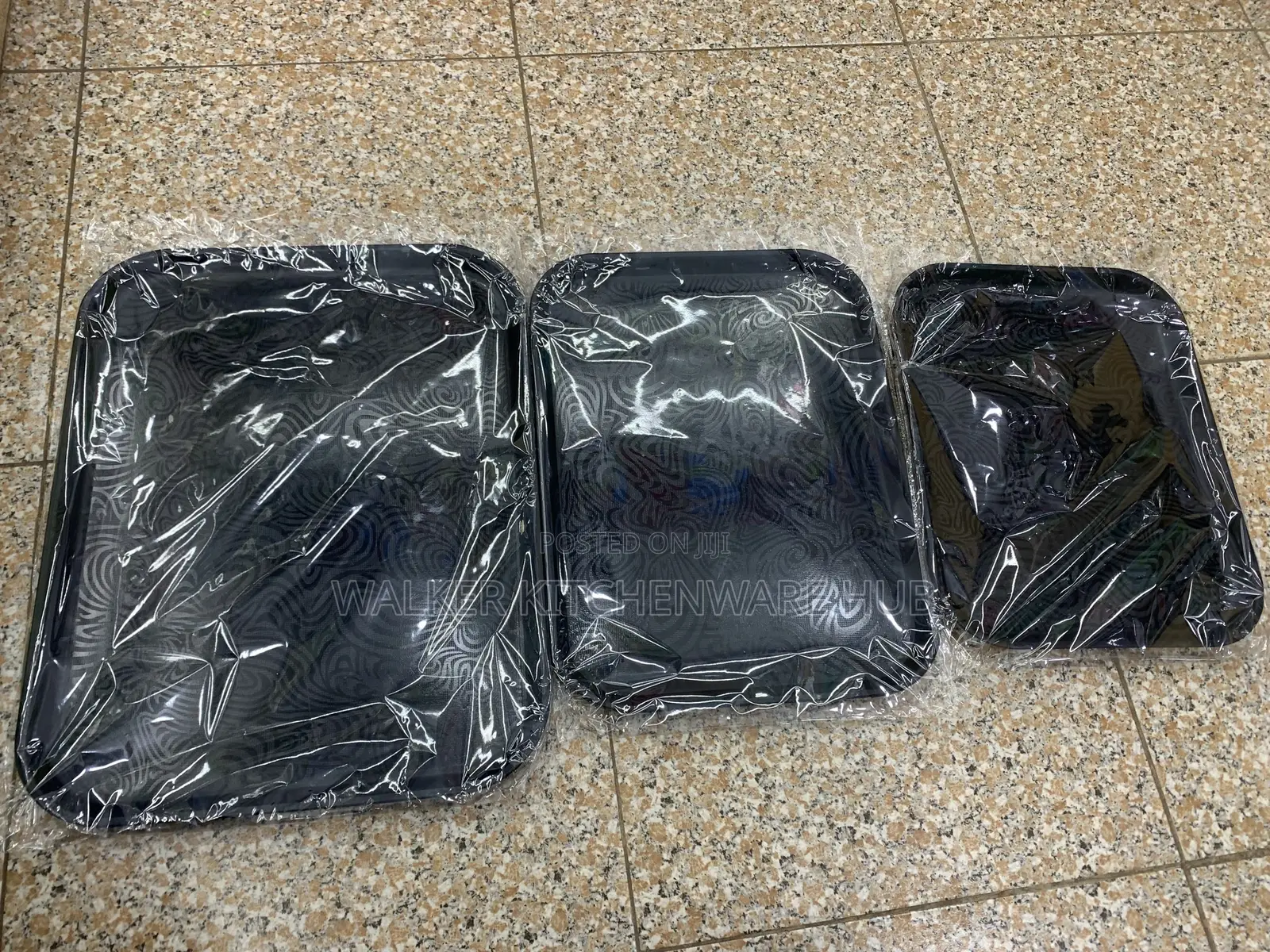 3 Set of Rubber Tray Black