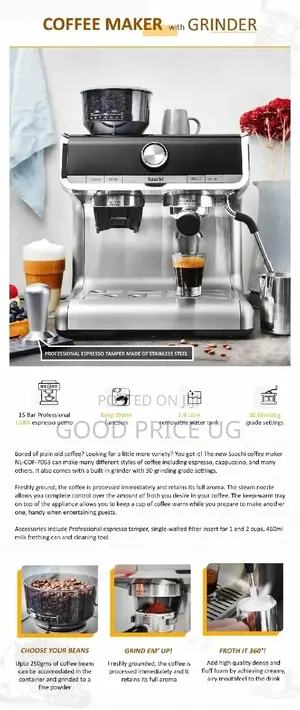 15 Bars Saachi Commercial Coffee Maker With 2 Yrs Warranty.