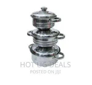 A Set of 3 Steel Food Dishes- Silver