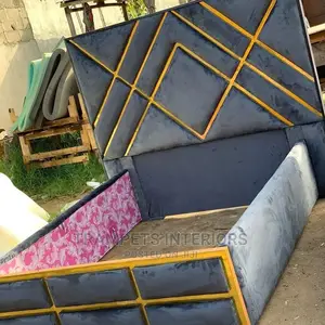 Master Bed Gold and Grey