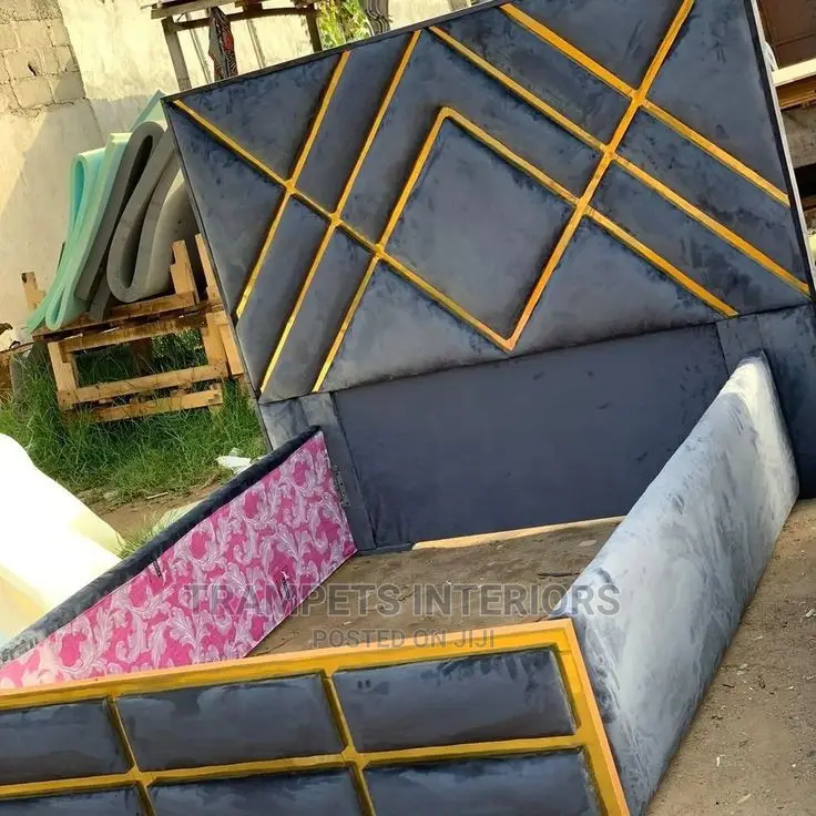 Master Bed Gold and Grey