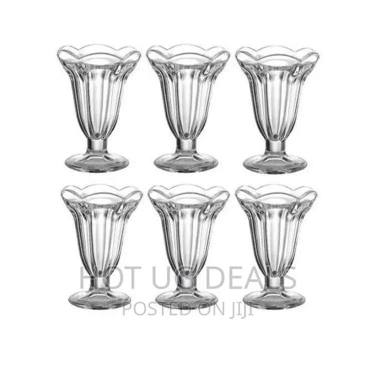 6 PCS Of Milkshake/ Ice Cream / Cocktail Glasses- Colourless
