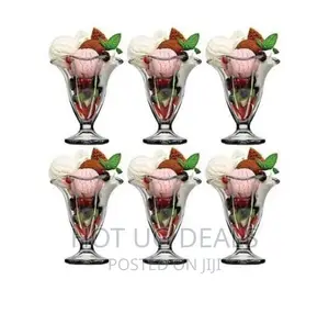 6 PCS Of Milkshake/ Ice Cream / Cocktail Glasses- Colourless
