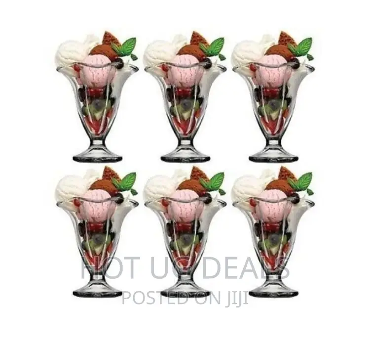 6 PCS Of Milkshake/ Ice Cream / Cocktail Glasses- Colourless