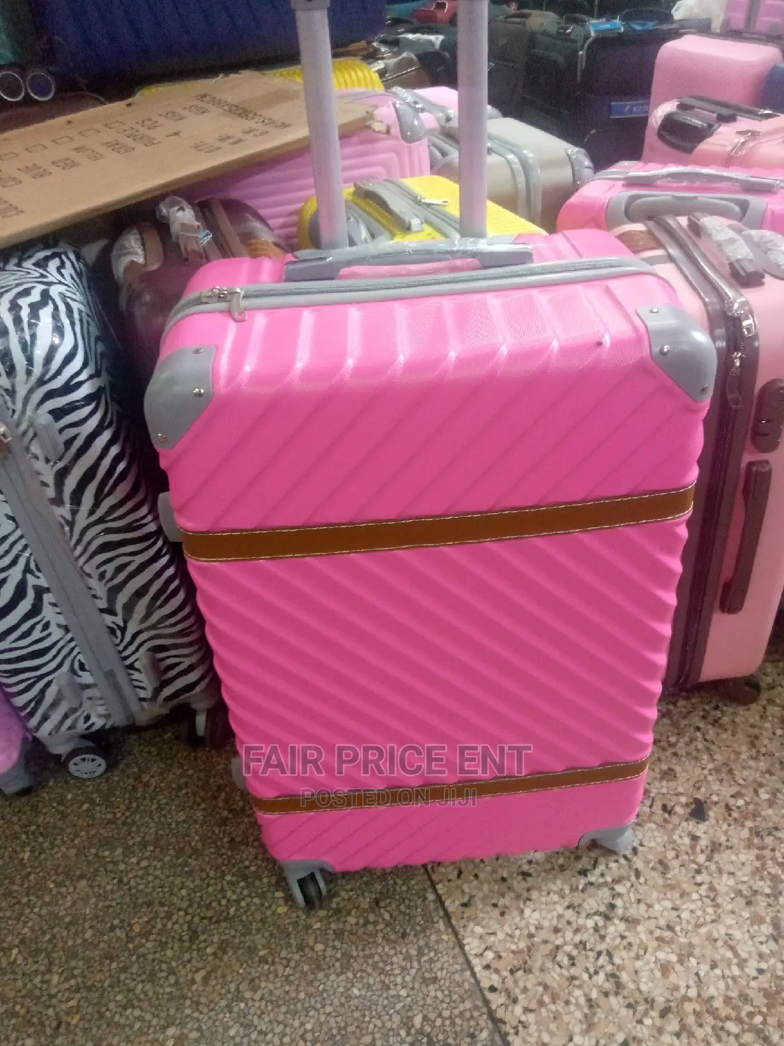 Plastic Suitcases Medium Size ( Pink)