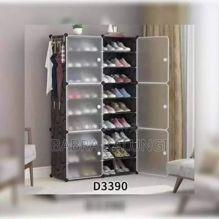 2 Column Plastic Shoe Rack With Doors
