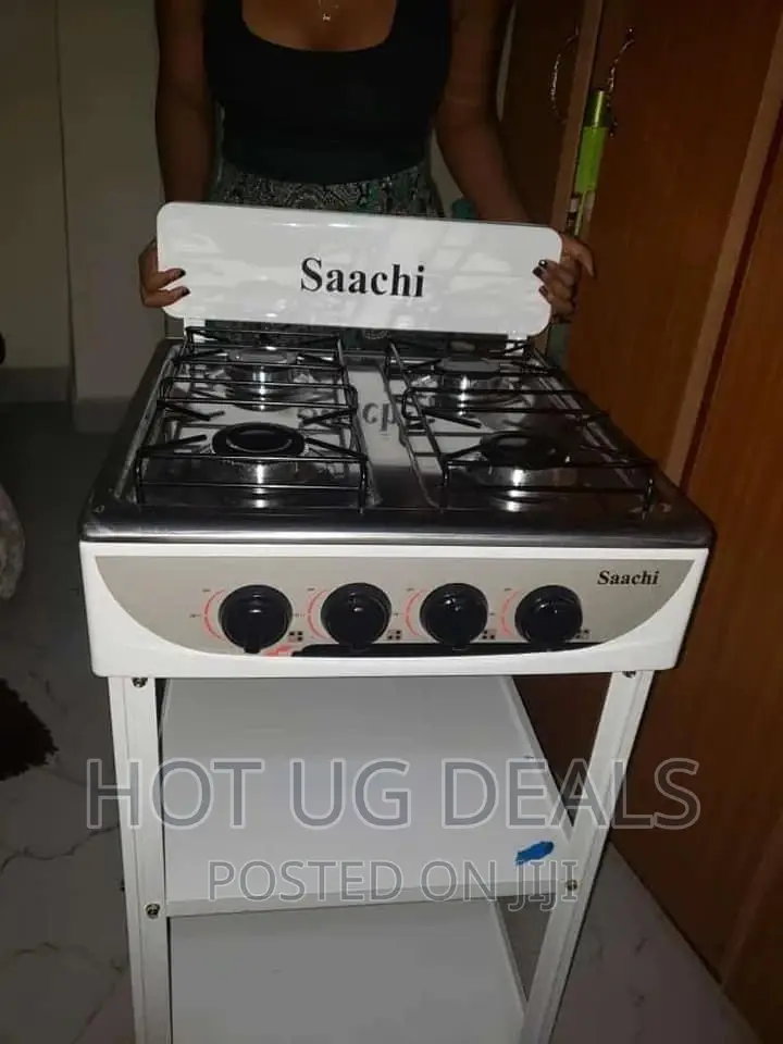 Saachi Stainless Steel 4gas Burner Stove With Shelves –Black