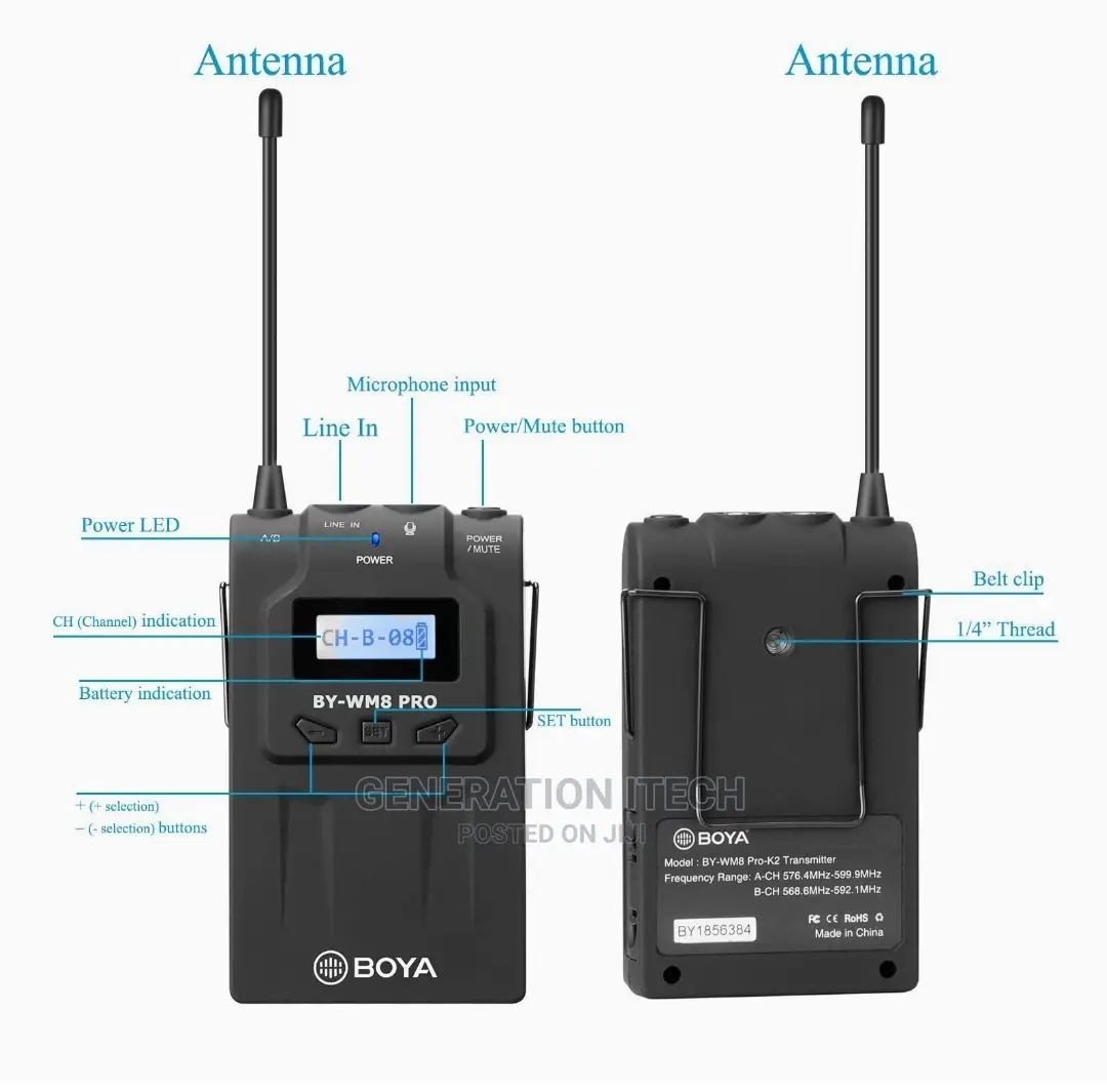 BOYA WM8 Pro- UHF Wireless Lavalier Microphone System