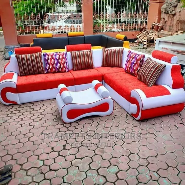 Sofa Couch White and Red Design