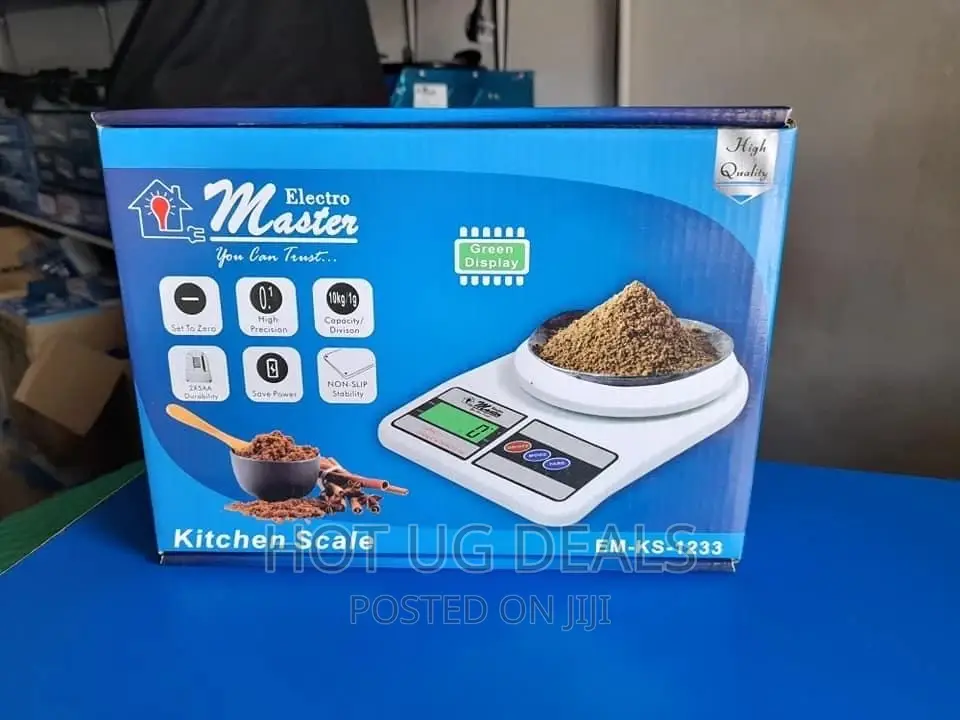 Electro Master Kitchen Scale 10kg With Green Light - White