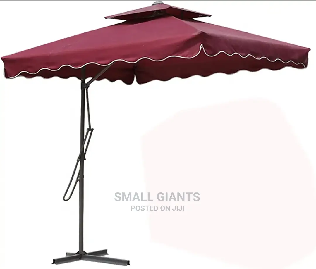 Outdoor Garden Umbrella With Aluminum Pole Base Iron Stand