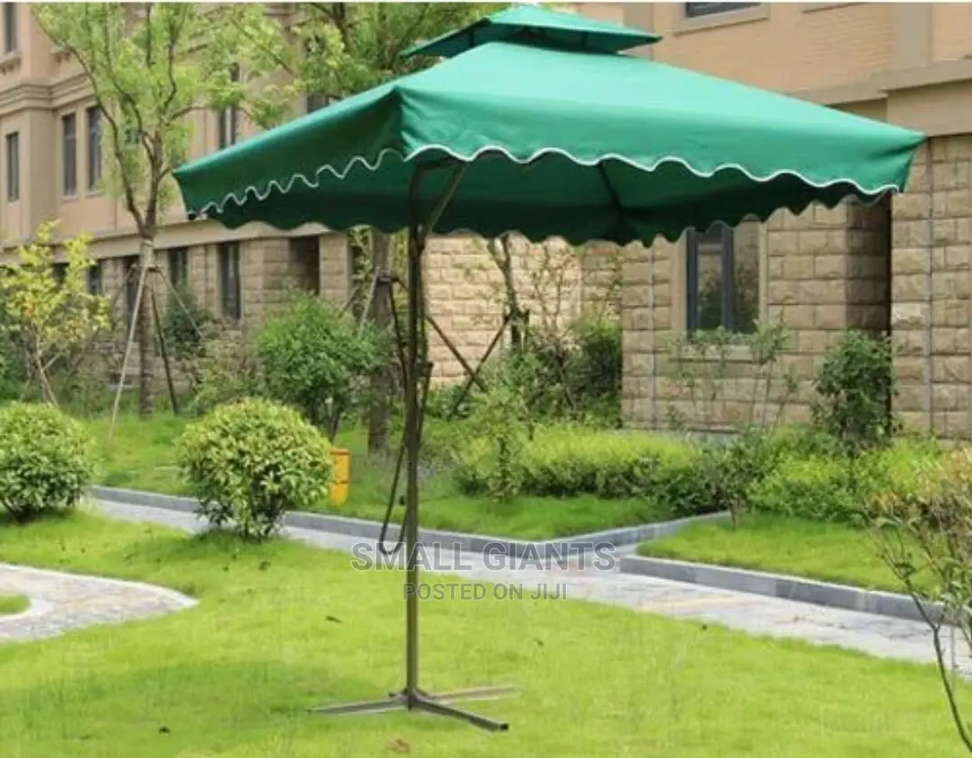 Outdoor Garden Umbrella With Aluminum Pole Base Iron Stand