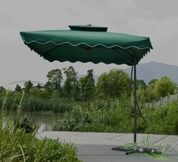 Outdoor Garden Umbrella With Aluminum Pole Base Iron Stand