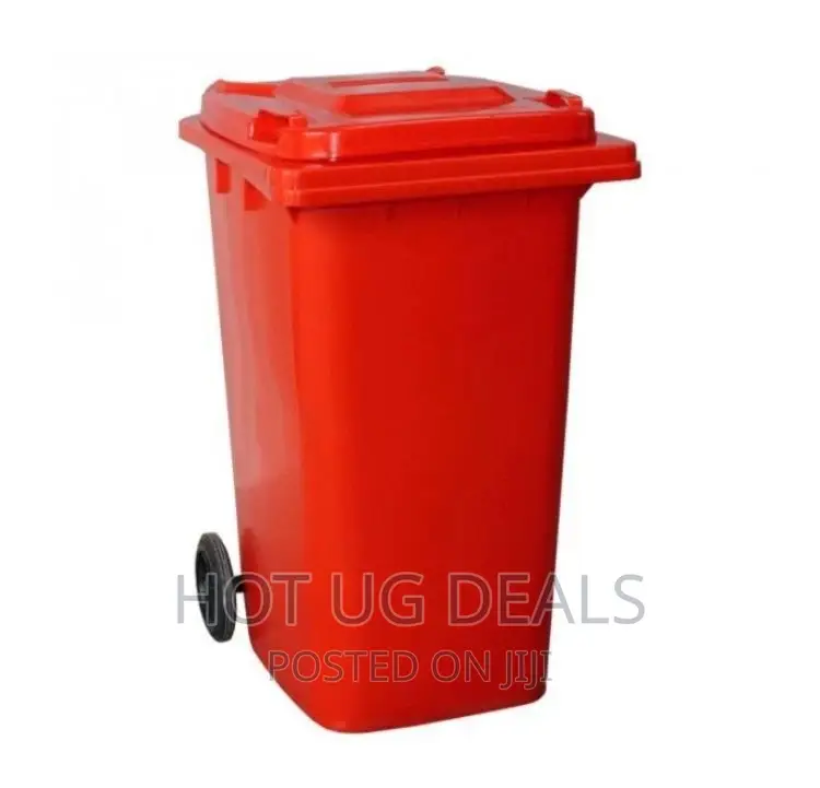 Outdoor 120L Plastic Waste Bin – Red