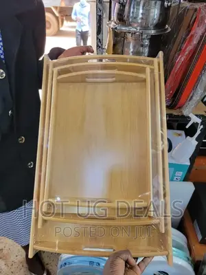 Photo - 3 PCS Wooden Serving Tray Set -Brown