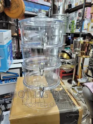 3 Tier Acrylic Beverage Dispenser With Ice Chamber Base