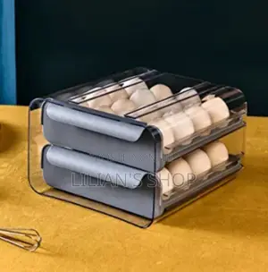 32 Eggs Tray Storage Box Double Deck Refrigerator Drawer
