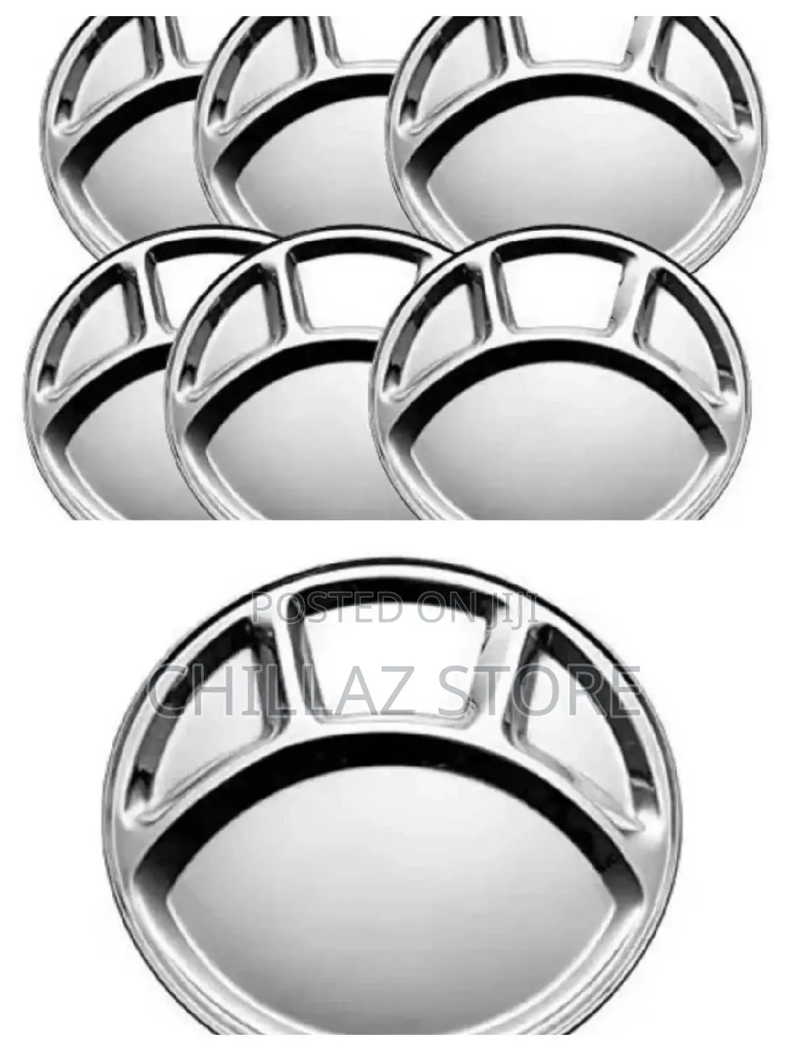 6pcs Round Stainless Steel Dinner Tray
