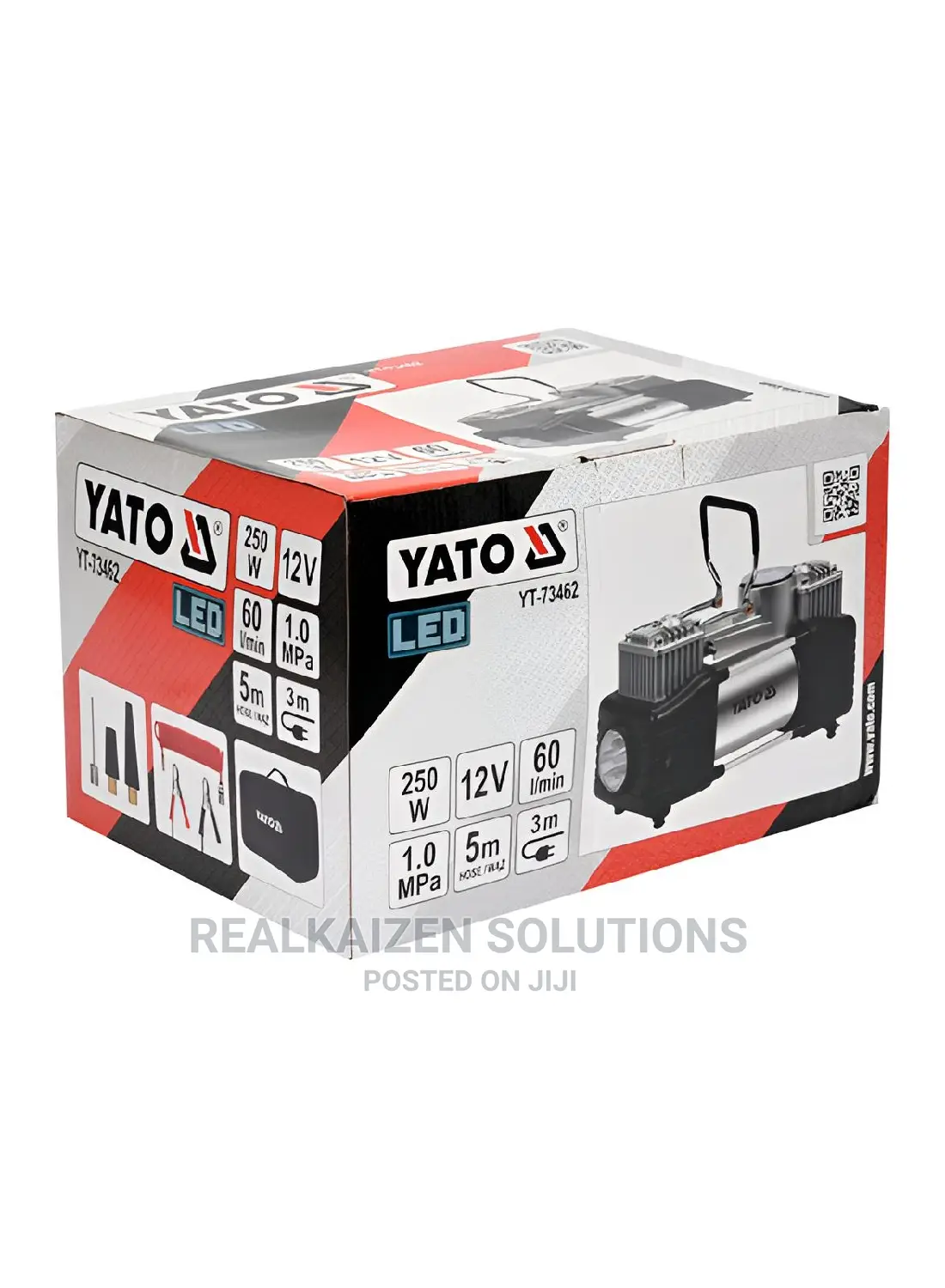 YATO 12V Portable Car Air Compressor With LED Lamp 250W