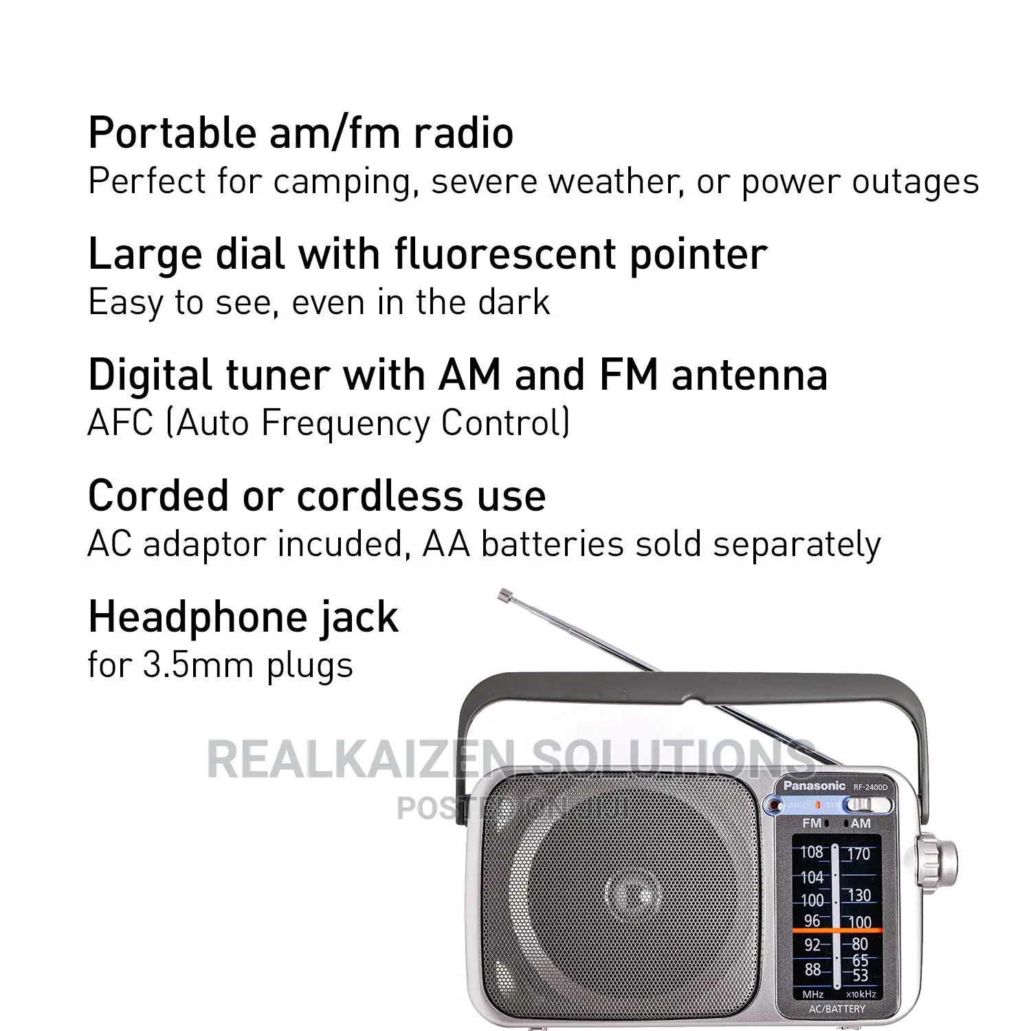 PANASONIC Portable AM | FM Battery AC Operated Analog Radio