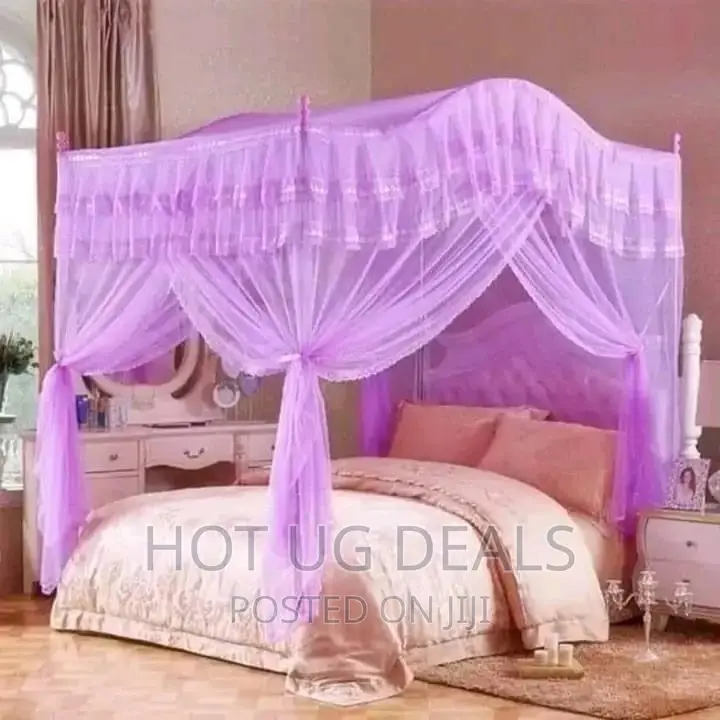 6*6 Curved Mosquito Net With Poles –Purple Top Design Varies