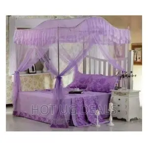 5*6 Curved Mosquito Net With Poles –Purpletop Design Varies