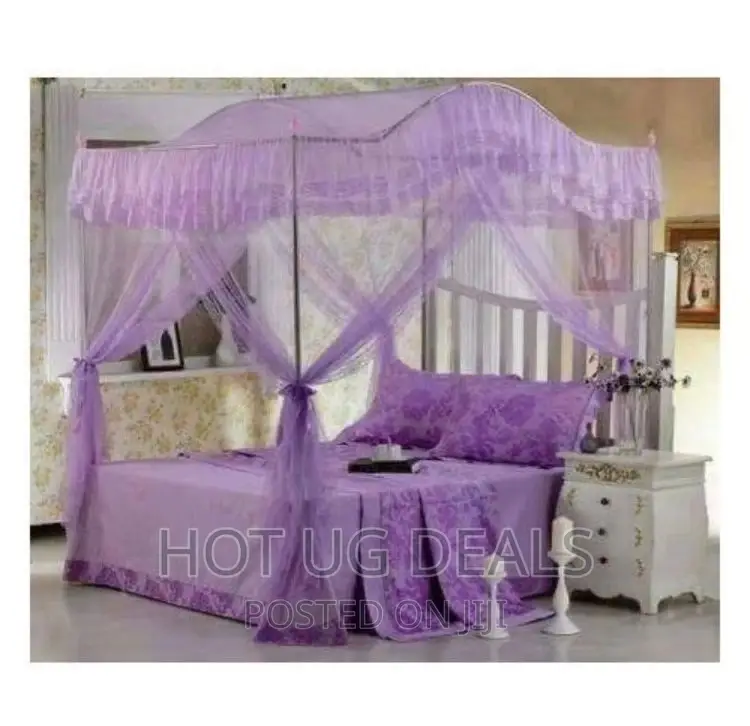 5*6 Curved Mosquito Net With Poles –Purpletop Design Varies