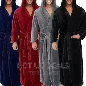 Cotton Bathrobes With Pickets - Maroon