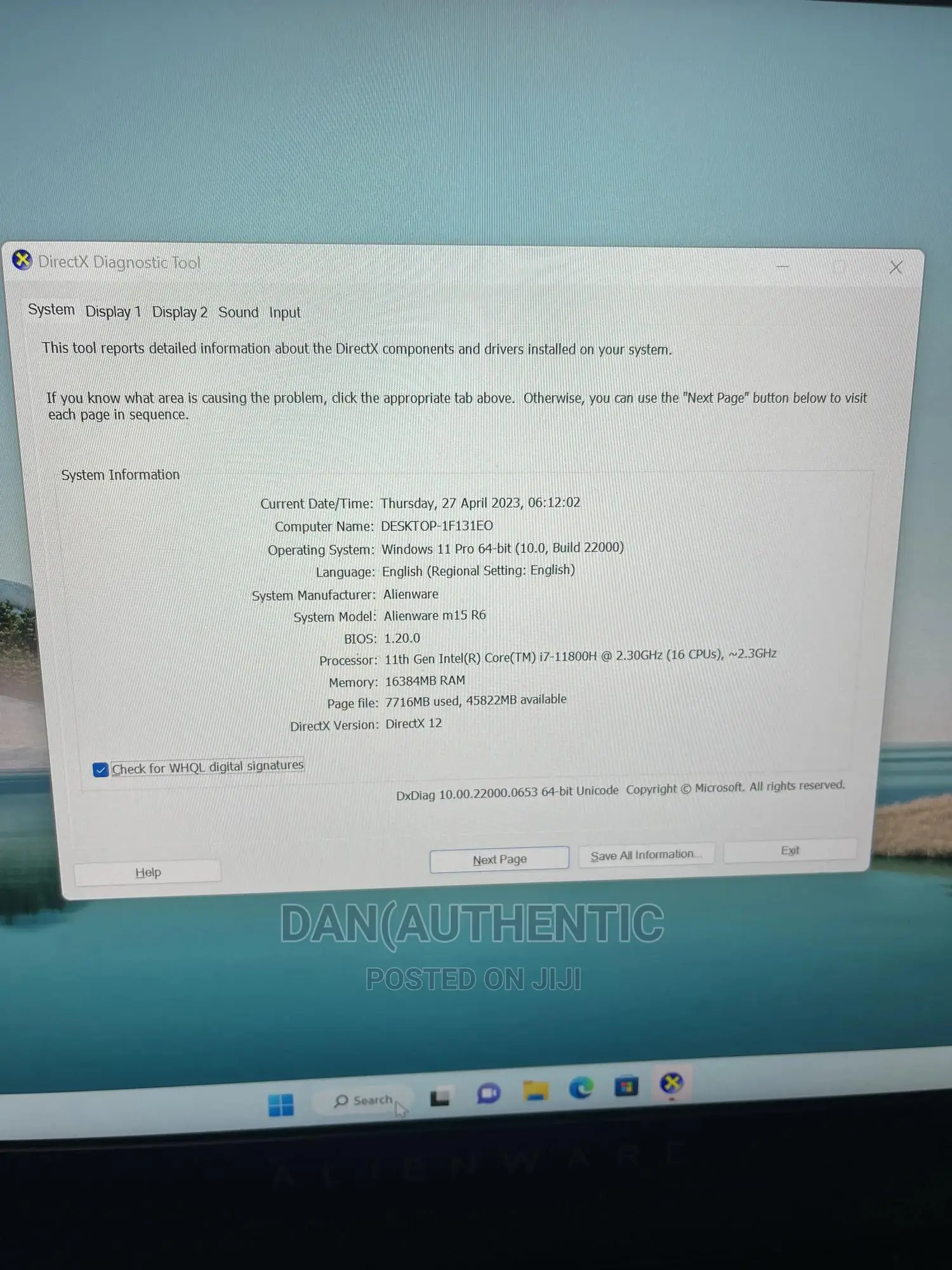 New Laptop Alienware Area-51m 16GB Intel Core I7 SSD 1T