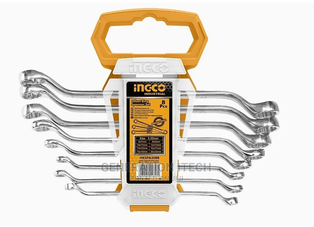 Ingco Offset Ring Spanner 8-Pieces Set, 6-22 Mm Size