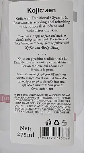 Kojie San Rosewater and Glycerine for Moisturiz'g and Toning