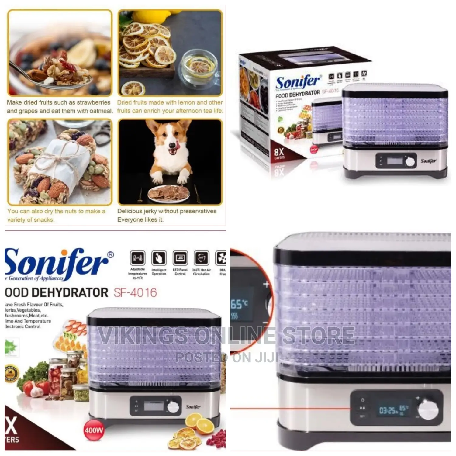 Sonifer 8 Tray Dry Fruit, Vegetable Meat Food Dehydrator
