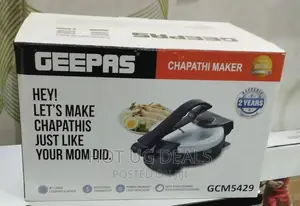 Geepas Chapathi Maker With Ns Coating Plate - Silver/ Black