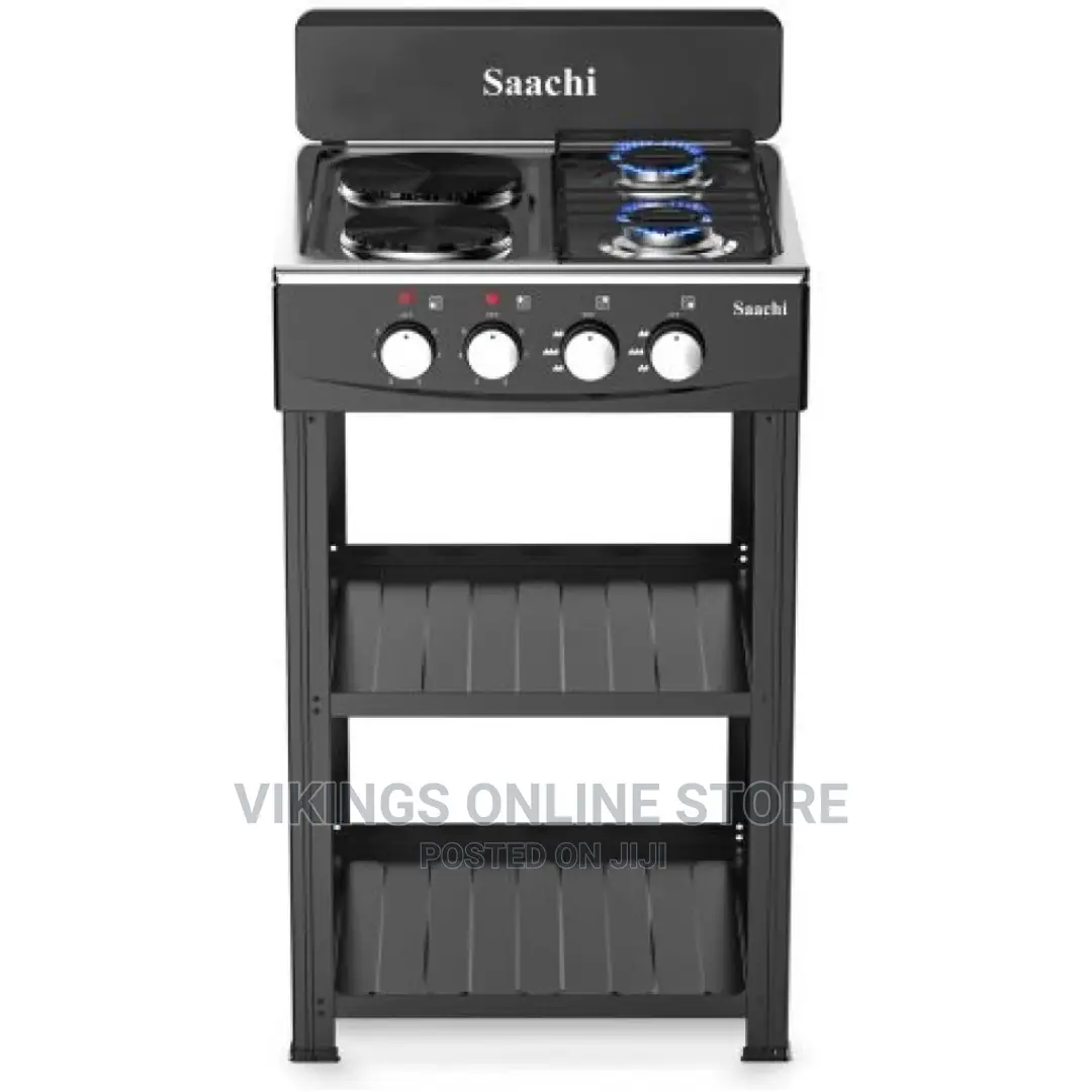 Saachi Gas Burner With 2 Gas Tops, 2 Hot Plates Shelves