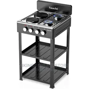 Saachi Gas Burner With 2 Gas Tops, 2 Hot Plates Shelves