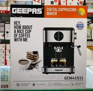 Geepas Digital Cappuccino Maker 1.5L– 20bar Pressure -Silver