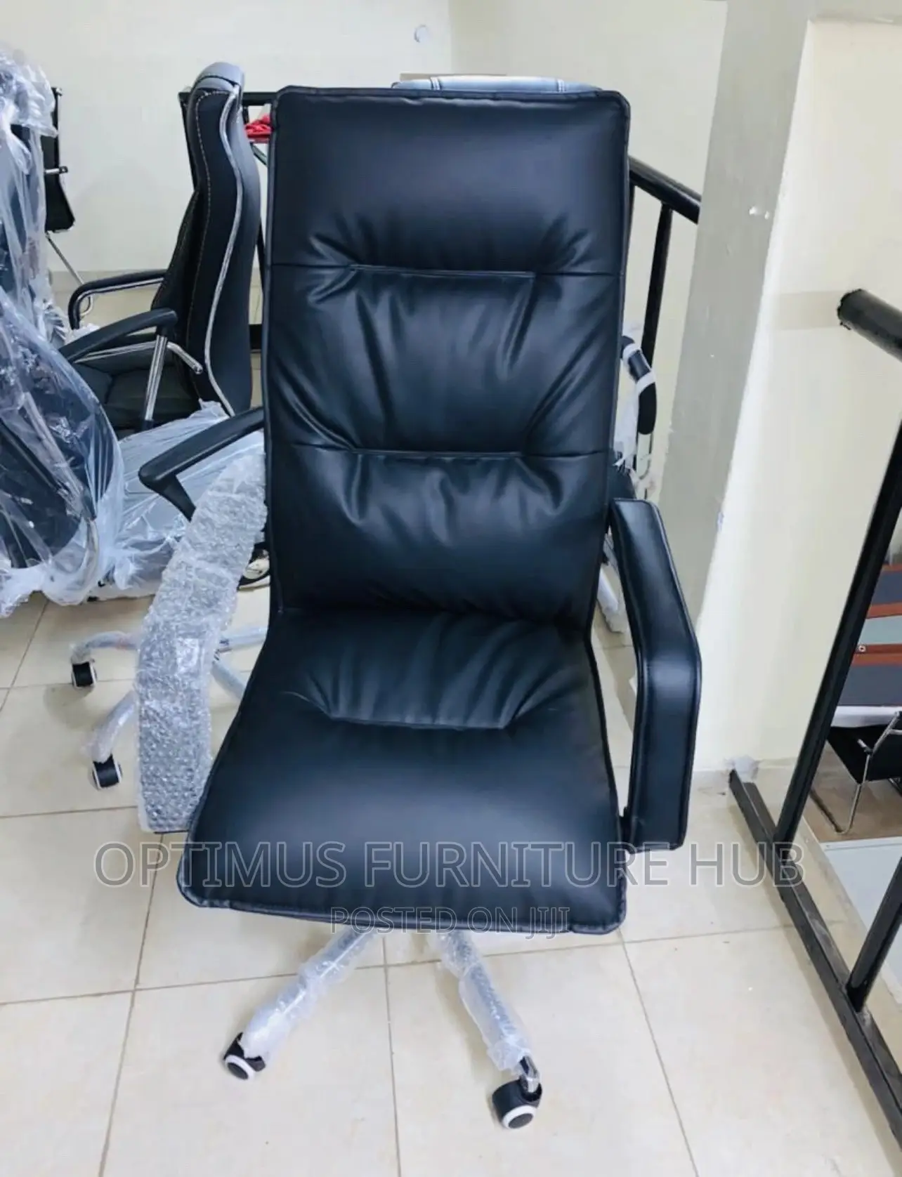 Black Leather Chair (Padded Back)