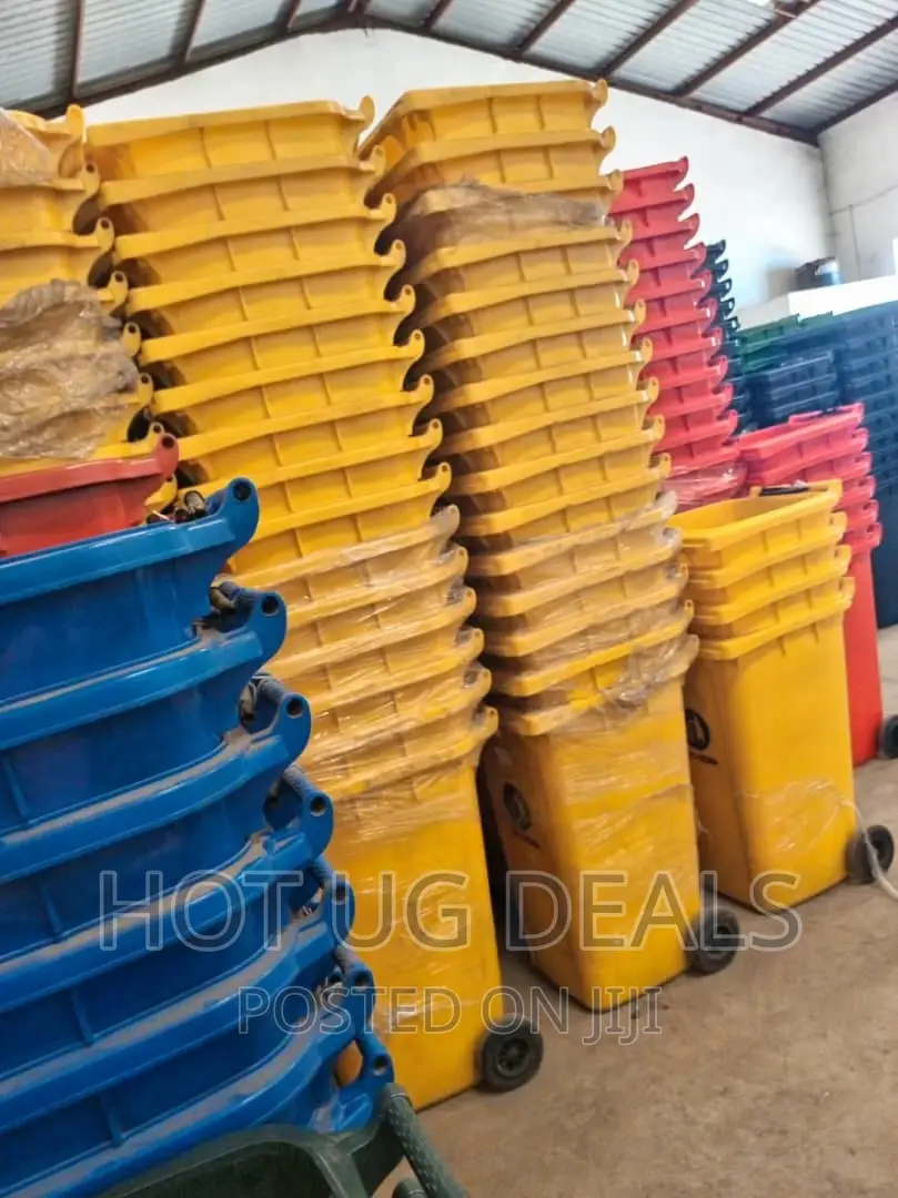 240l Plastic Wheel Dustbin- Yellow