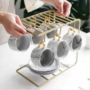 6 Tea Coffee Cups and Saucers Stand Rack Organizer