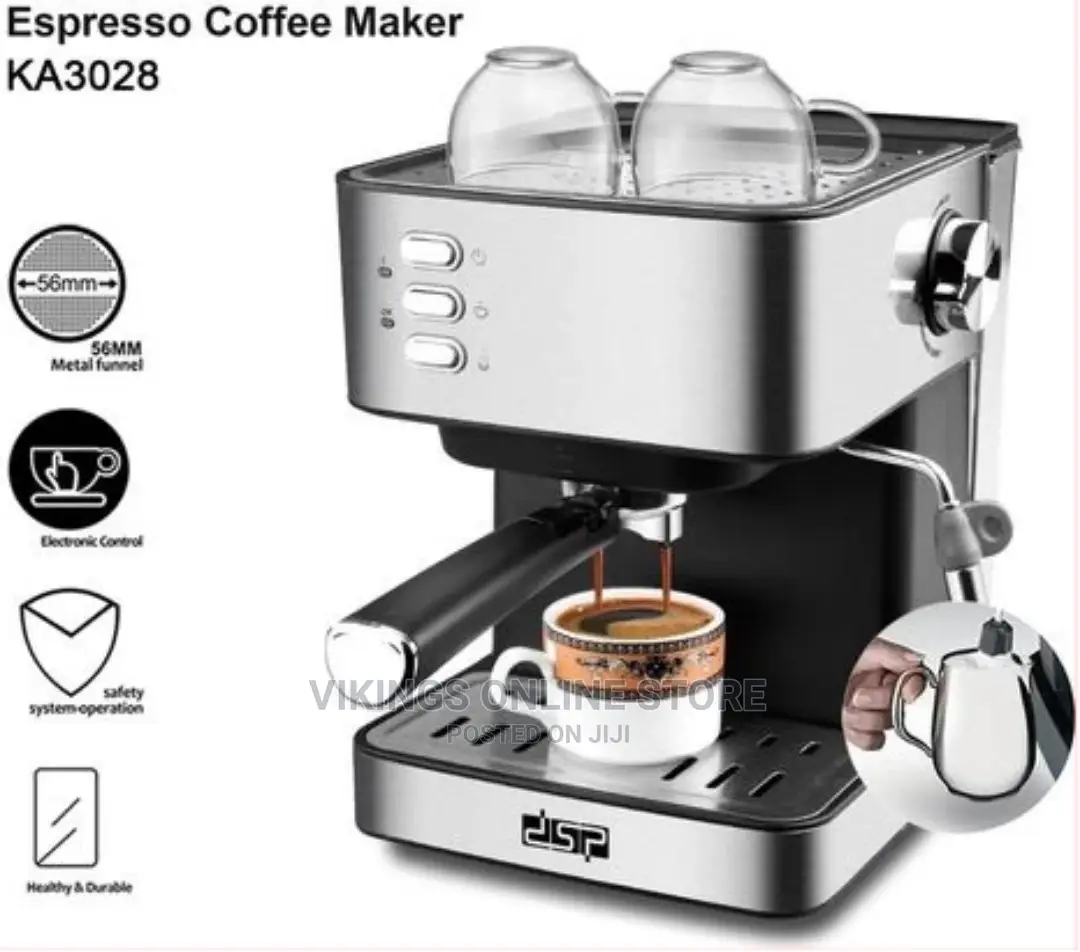 DSP 1.6 Litre Electric Espresso Coffee Maker Machine- Silver