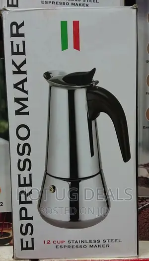 12 Cup Pot Espresso Maker, Stove-Top Coffee Maker - Silver