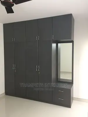Dark Grey Wardrobe With Dressing Mirror