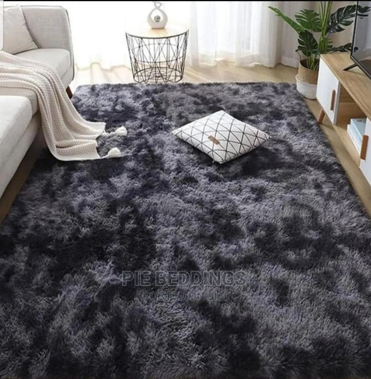 Black and Grey Fluffy Carpets